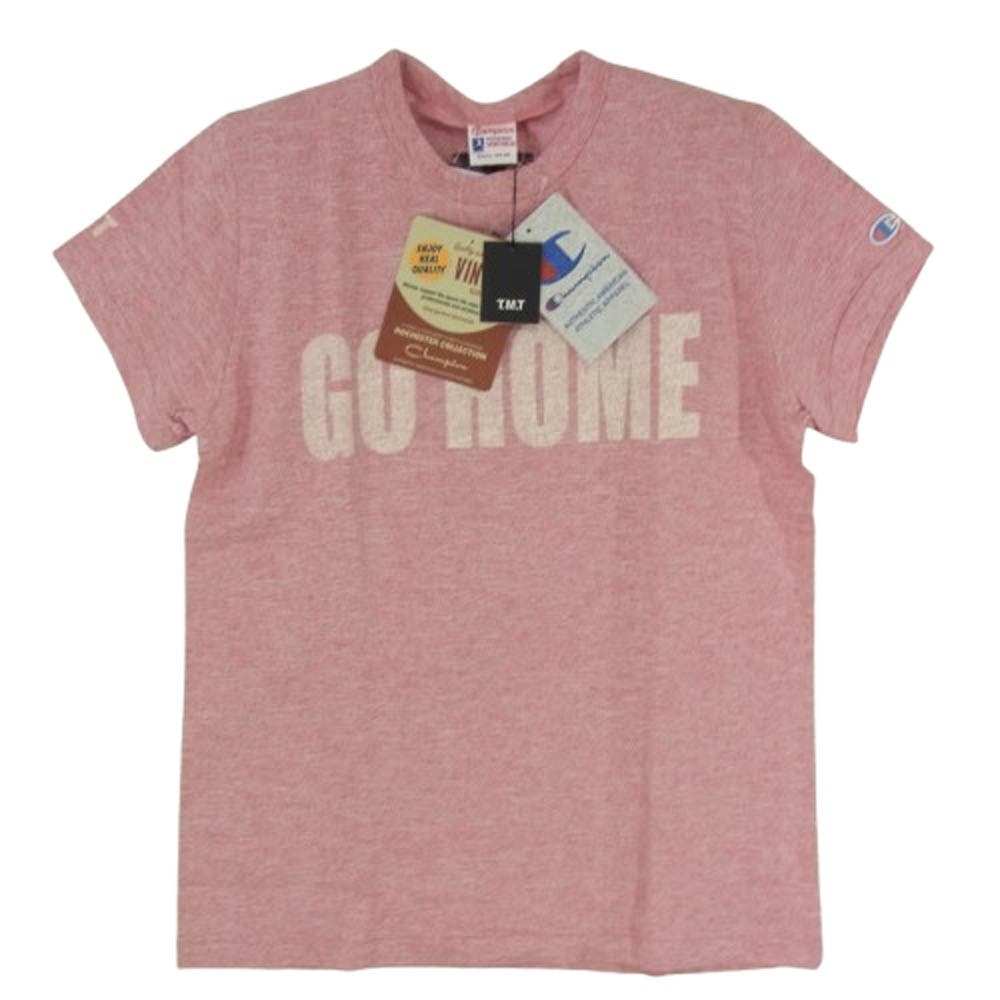 Champion チャンピオン Tシャツ C8-B302 × TMT ティーエムティー GO HOME プリント Tシャツ 半袖カットソー ヘザーレッド S【新古品】【未使用】【中古】