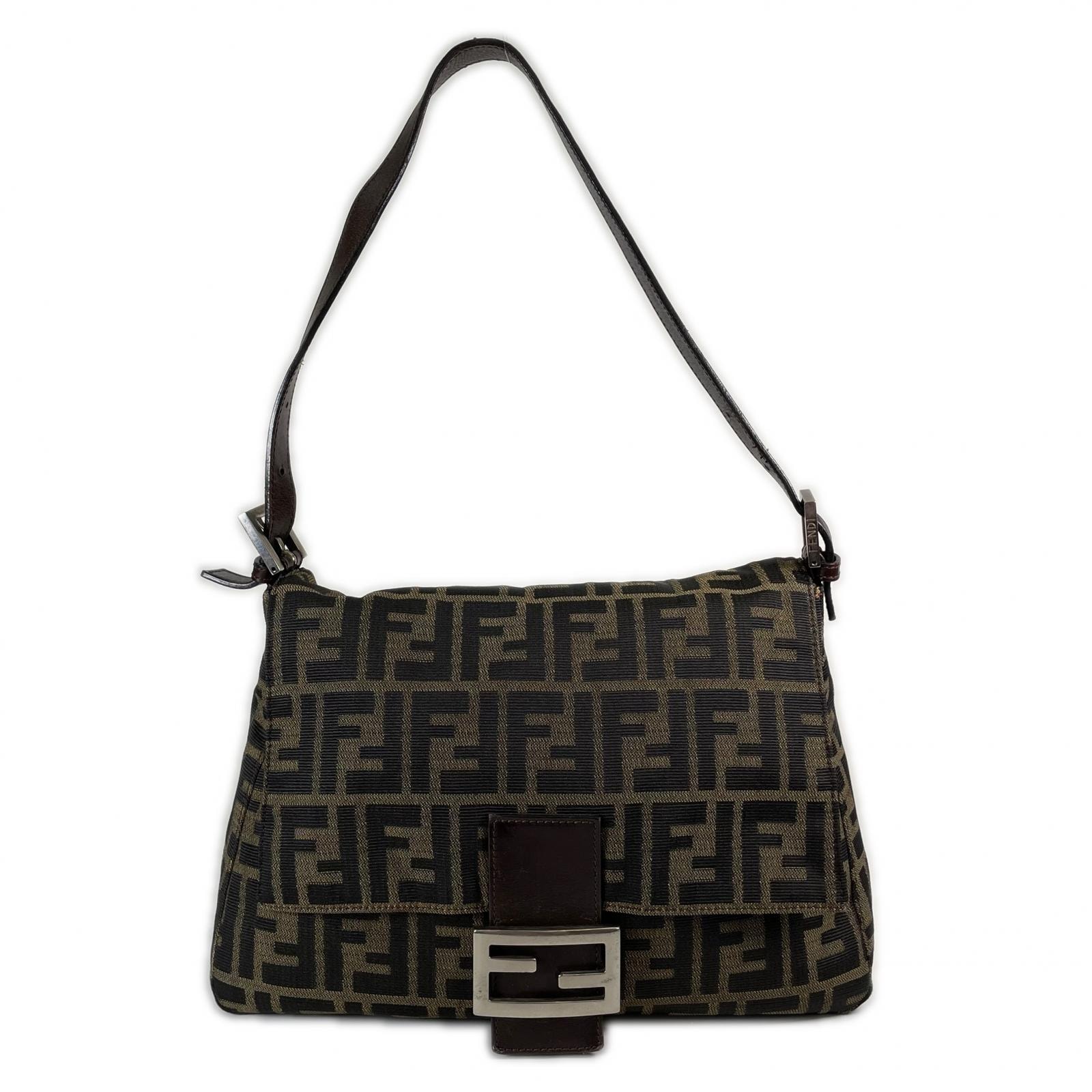 FENDI フェンディ ズッカ マンマバケット 2354 ショルダーバッグ キャンバス ブラウン レディース【中古】