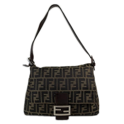 FENDI フェンディ ズッカ マンマバケット 2354 ショルダーバッグ キャンバス ブラウン レディース【中古】