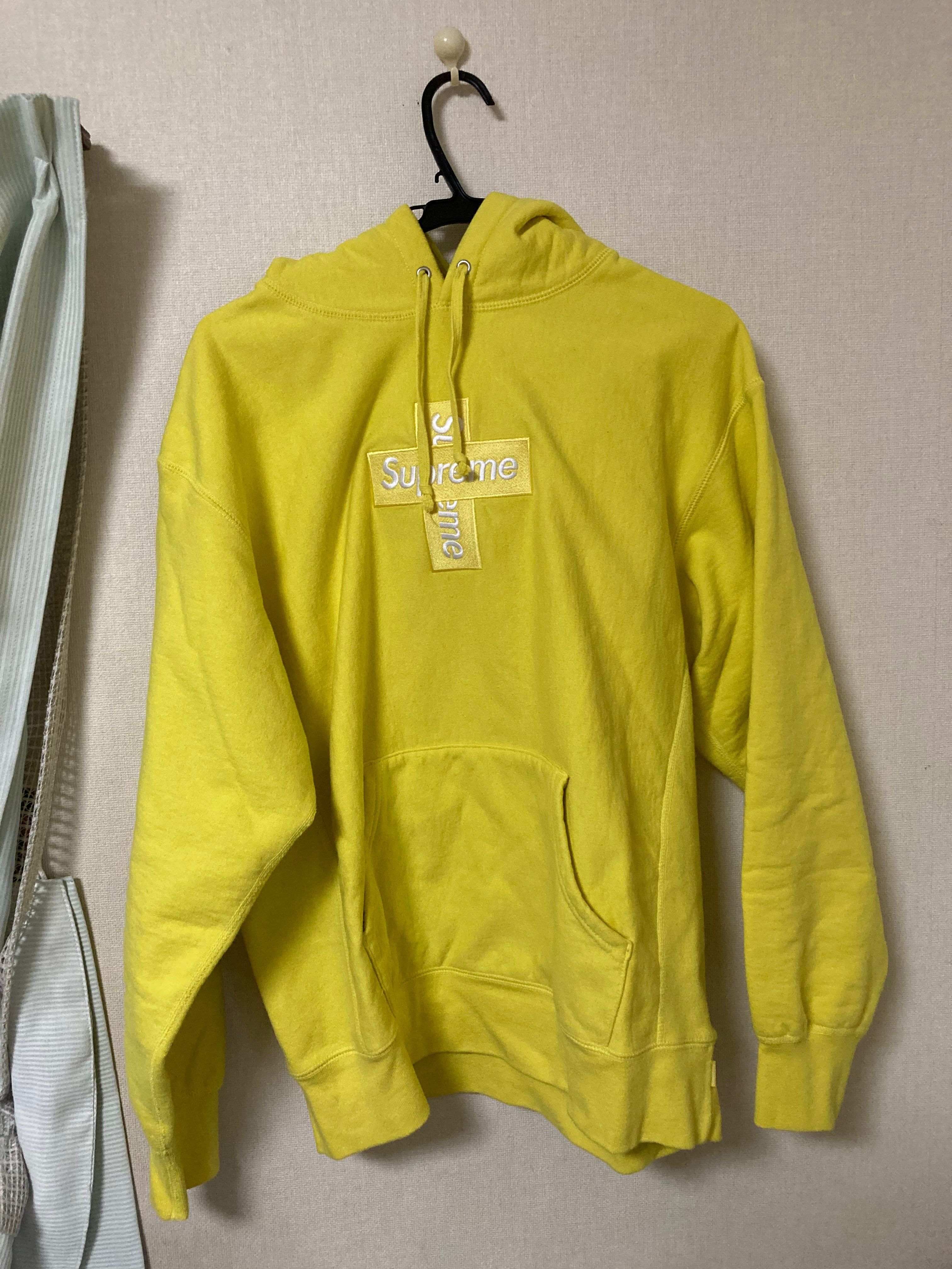 Supreme Cross Box Logo Hooded Sweatshirt "Yellow"