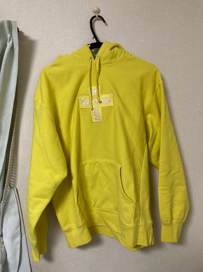 Supreme Cross Box Logo Hooded Sweatshirt "Yellow"