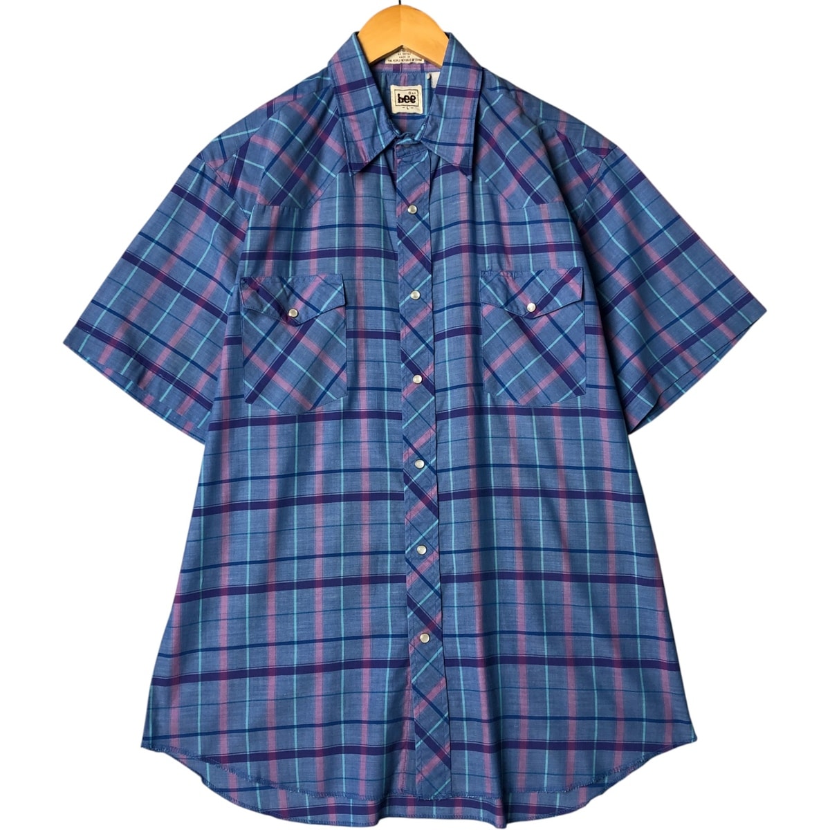古着 80年代 リー Lee チェック柄 半袖 ウエスタンシャツ メンズL相当 ヴィンテージ/eaa577574