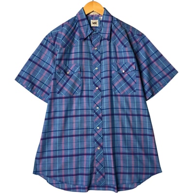 古着 80年代 リー Lee チェック柄 半袖 ウエスタンシャツ メンズL相当 ヴィンテージ/eaa577574