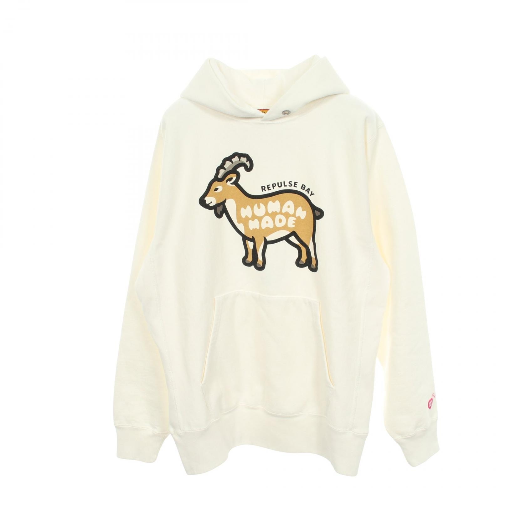 ヒューマンメード HUMAN MADE ANIMAL HOODIE WHITE Repulse Bay限定 25AW パーカー 衣料品 トップス コットン メンズ レディース ホワイト系 【中古】