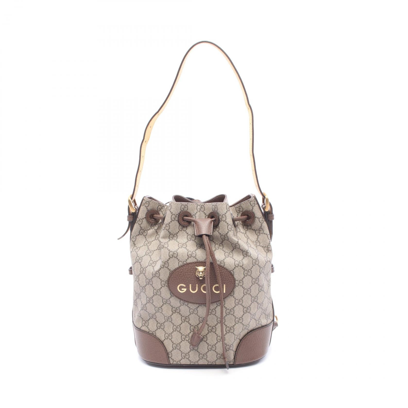グッチ GUCCI GGスプリーム シェリーライン ショルダーバッグ リュックサック バックパック バッグ PVCコーティングキャンバス レザー レディース ベージュ系 / ブラウン系 / マルチカラー 473875 【中古】