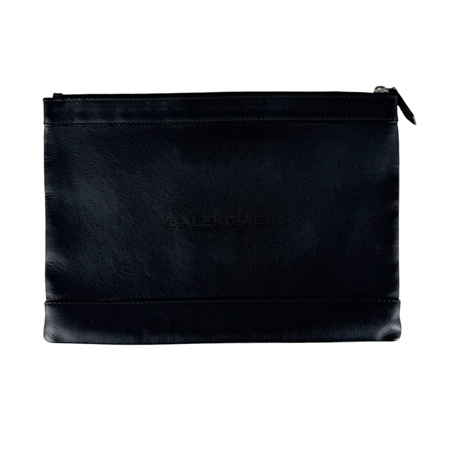 バレンシアガ BALENCIAGA クラッチバッグ レザー ブラック メンズ 373834【中古】 z10414