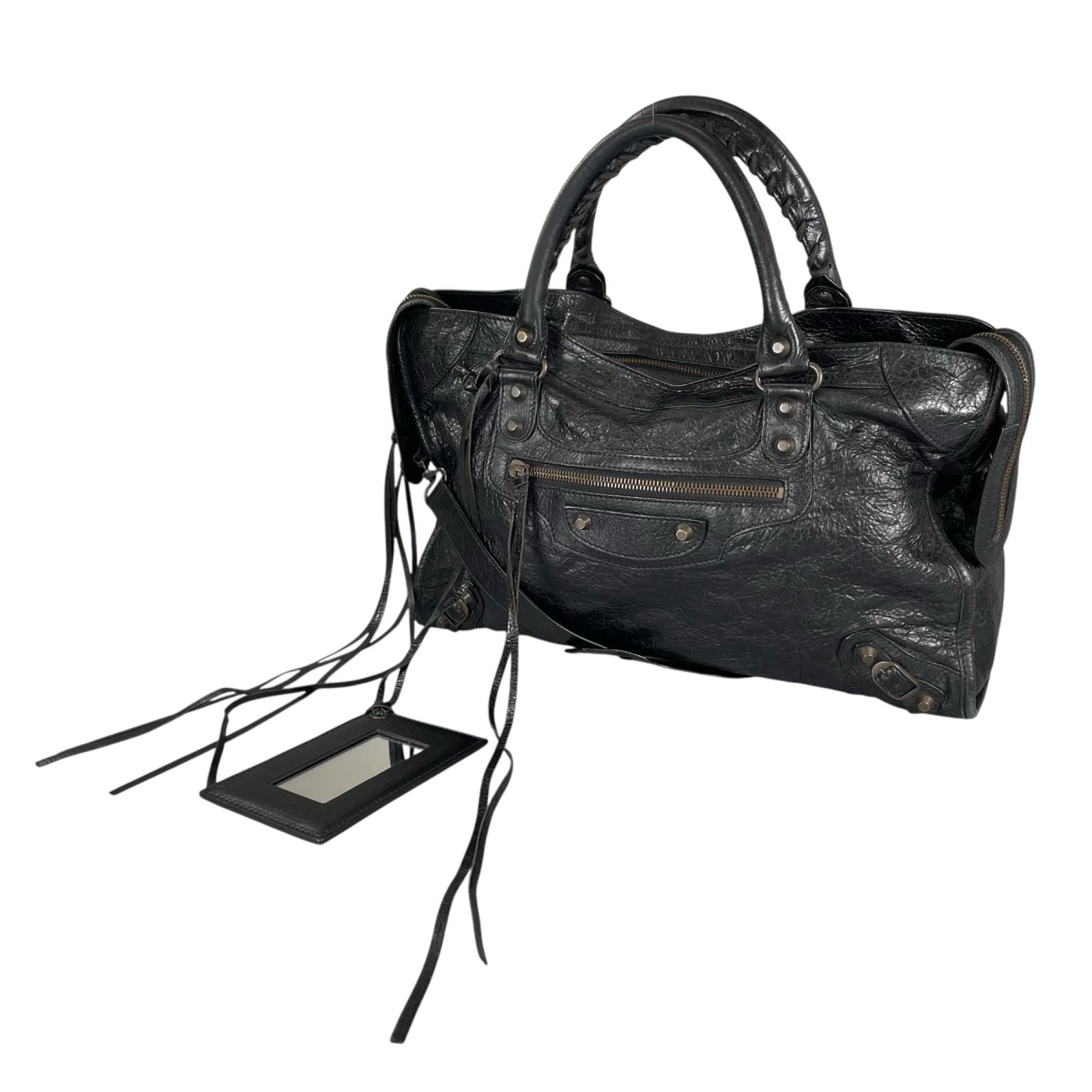 BALENCIAGA バレンシアガ ザシティ 115748 ハンドバッグ ラムスキン ブラック レディース【中古】