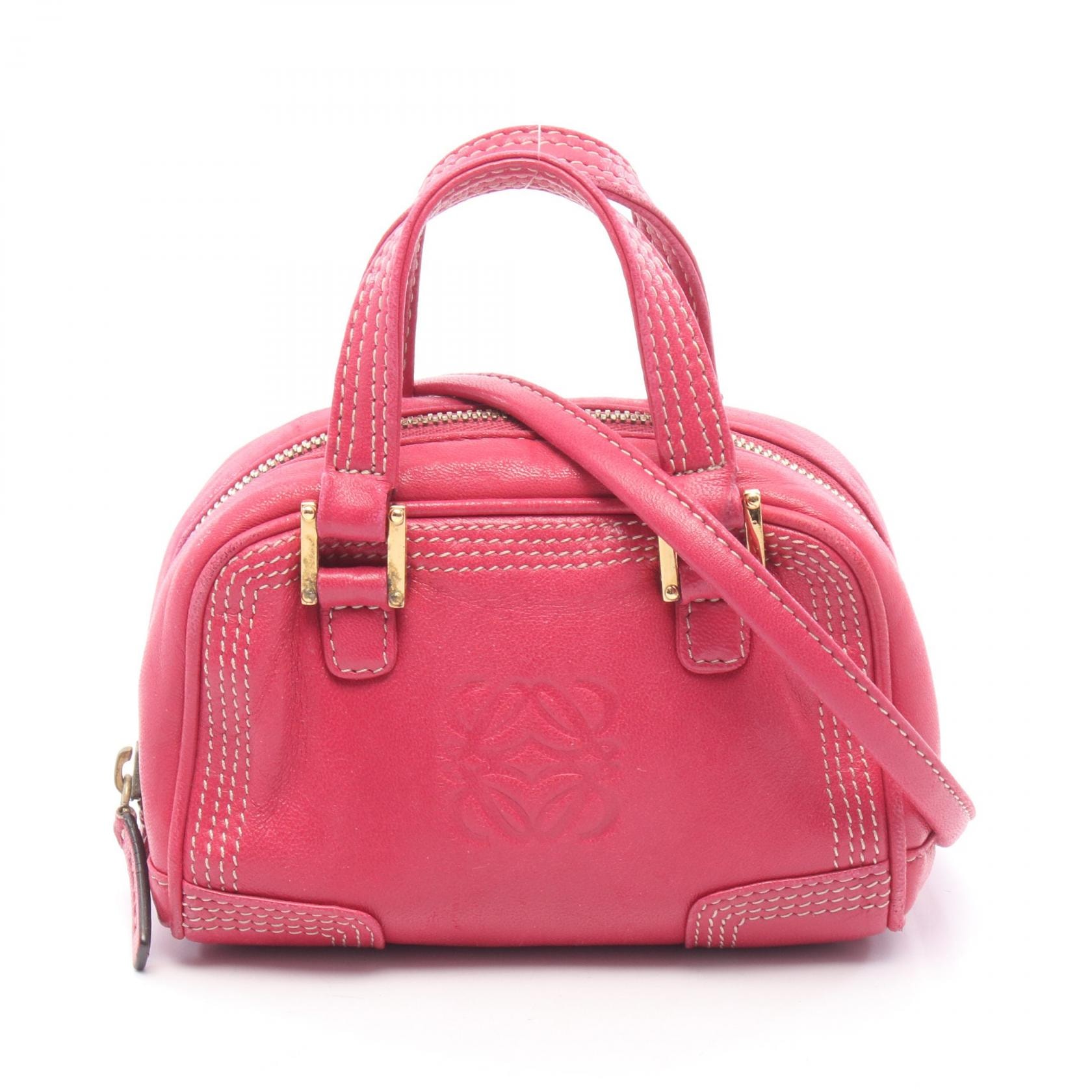 ロエベ LOEWE アマソナ マイクロミニ 2WAY ハンドバッグ バッグ レザー レディース ピンク系 【中古】