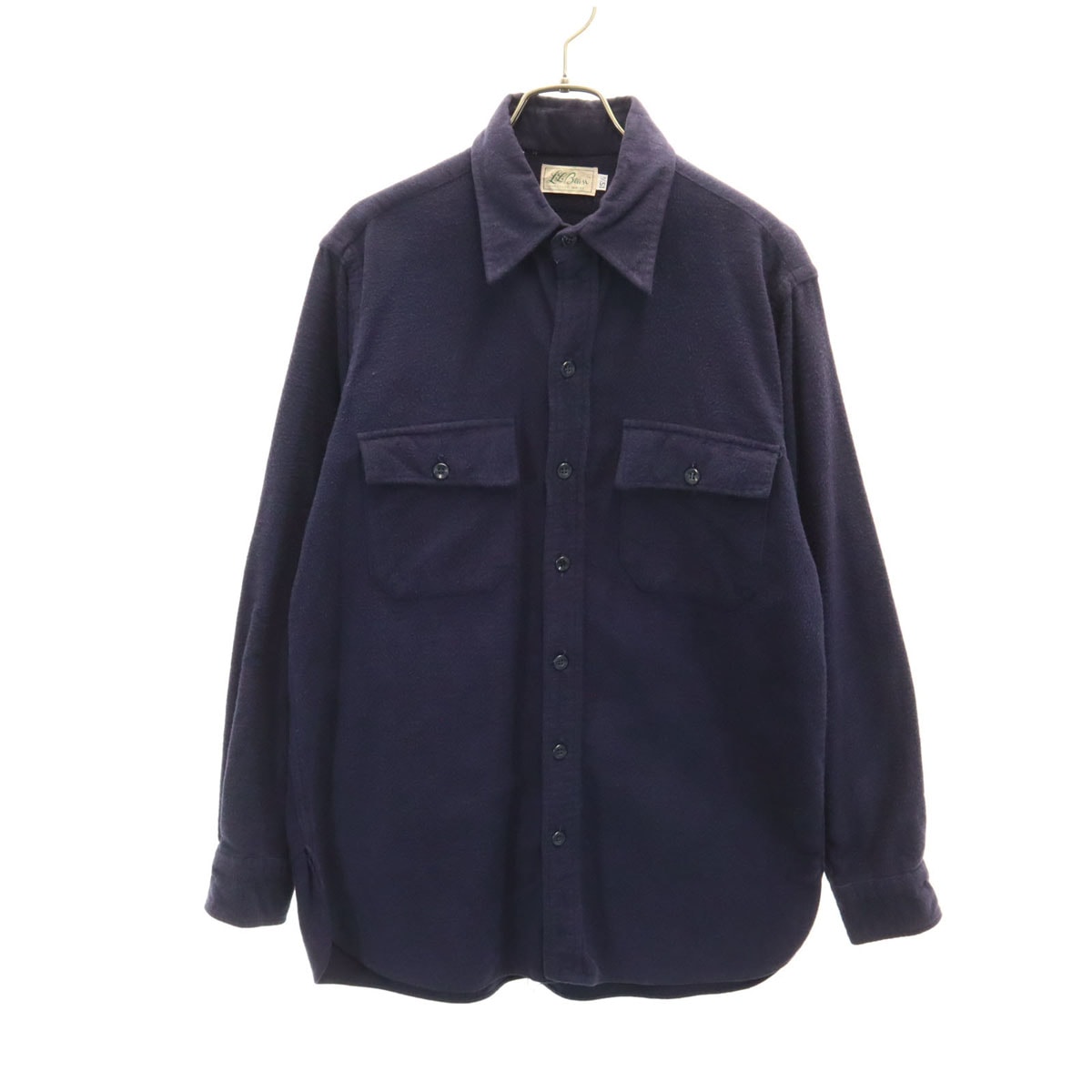 L.L.Bean エルエルビーン 70s ヴィンテージ 筆記体タグ シャモア 長袖 ネルシャツ 15 1/2 ネイビー アウトドア