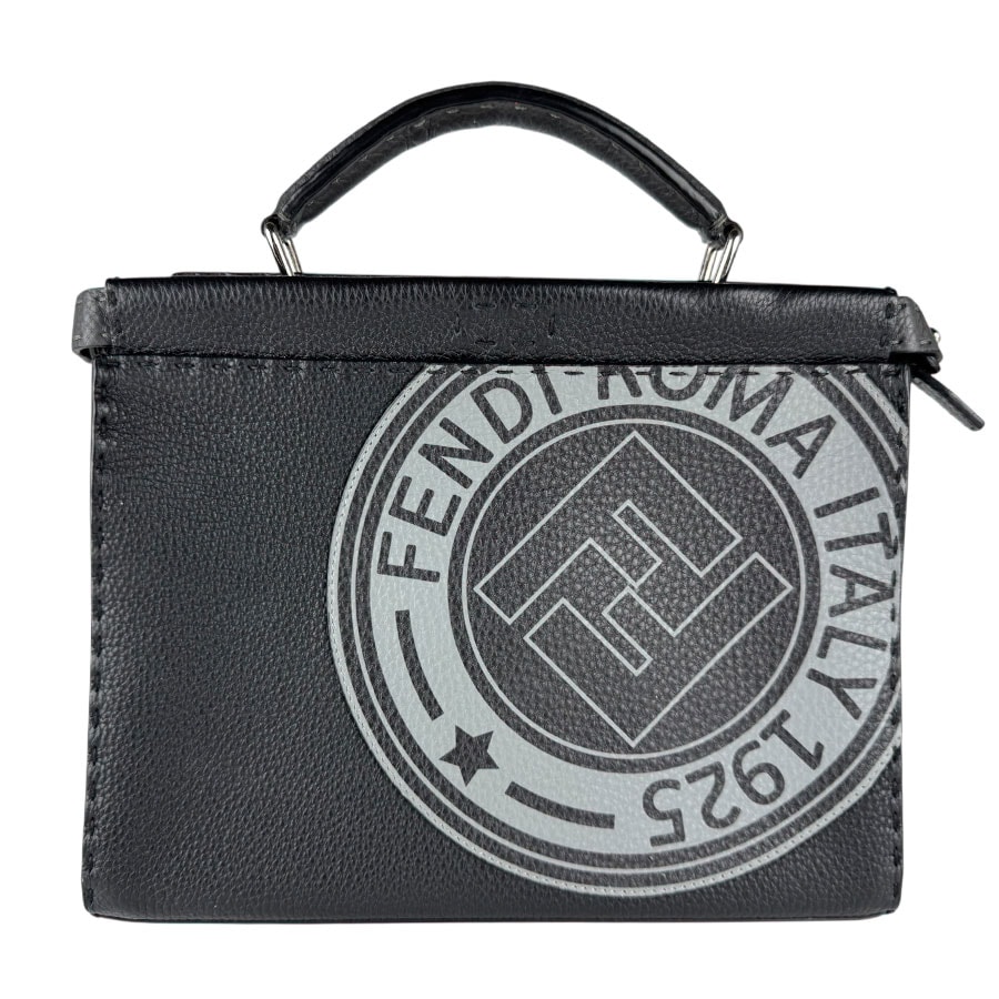 フェンディ FENDI ハンドバッグ ピーカブーフィット ミニ レザー ブラック/グレー シルバー メンズ 7VA422-A4BH【中古】 z8864