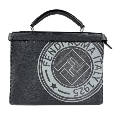 フェンディ FENDI ハンドバッグ ピーカブーフィット ミニ レザー ブラック/グレー シルバー メンズ 7VA422-A4BH【中古】 z8864