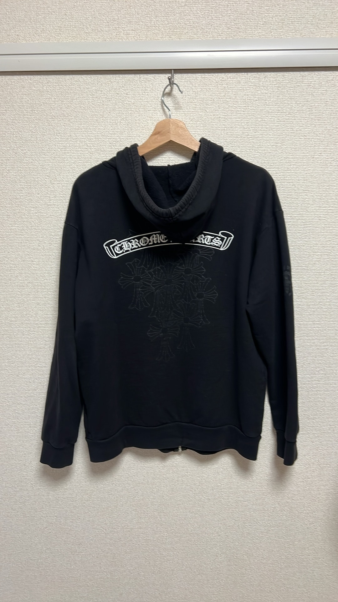 Chrome Hearts Cemetery Scroll Label Zip Up Hoodie "Black"