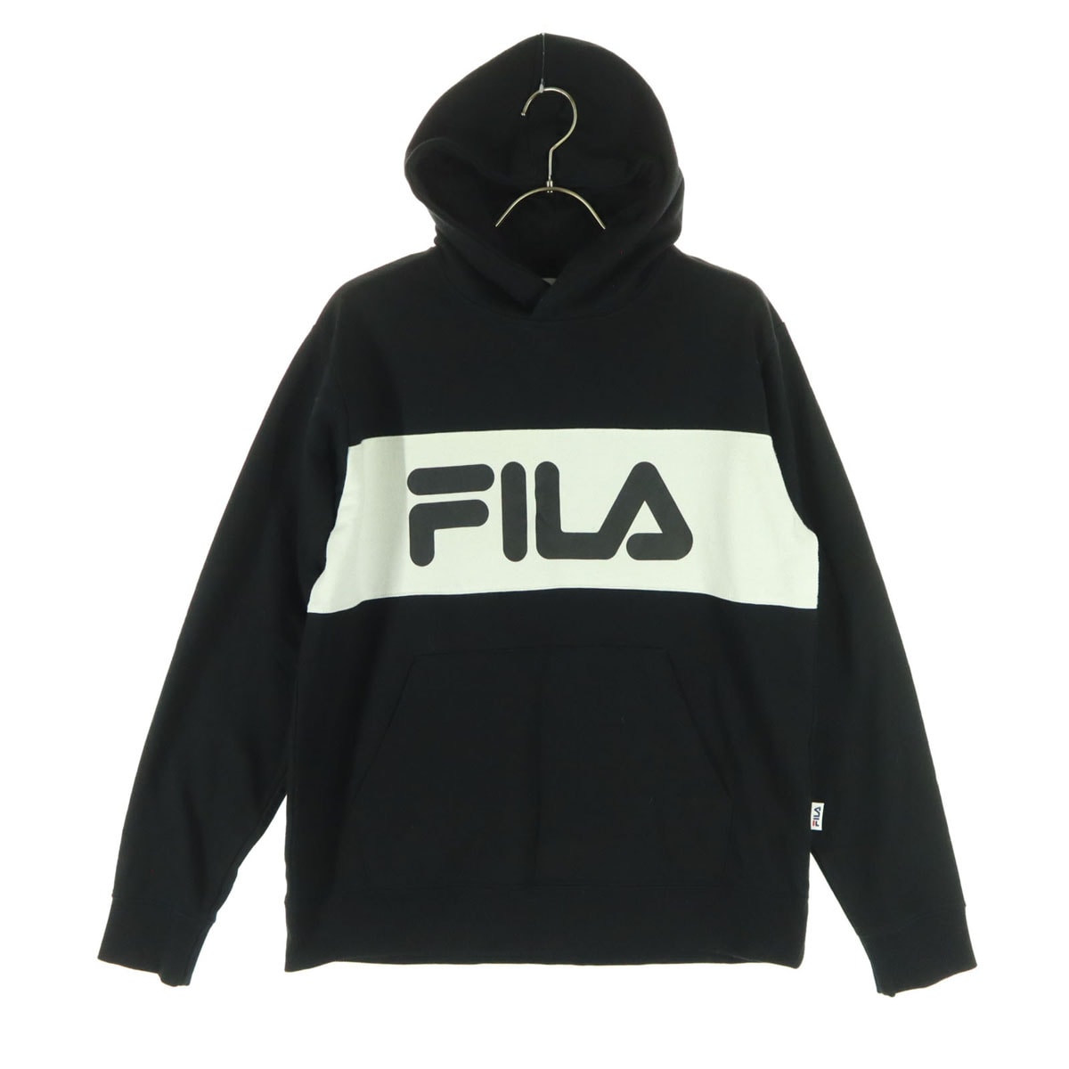 FILA フィラ ブランドロゴ 長袖 スウェットパーカー M ブラック