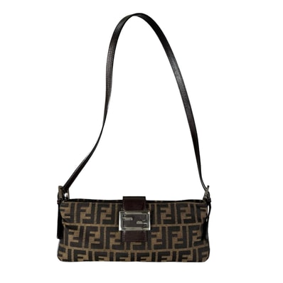 FENDI フェンディ ズッカ マンマバケット ショルダーバッグ キャンバス ブラウン レディース【中古】