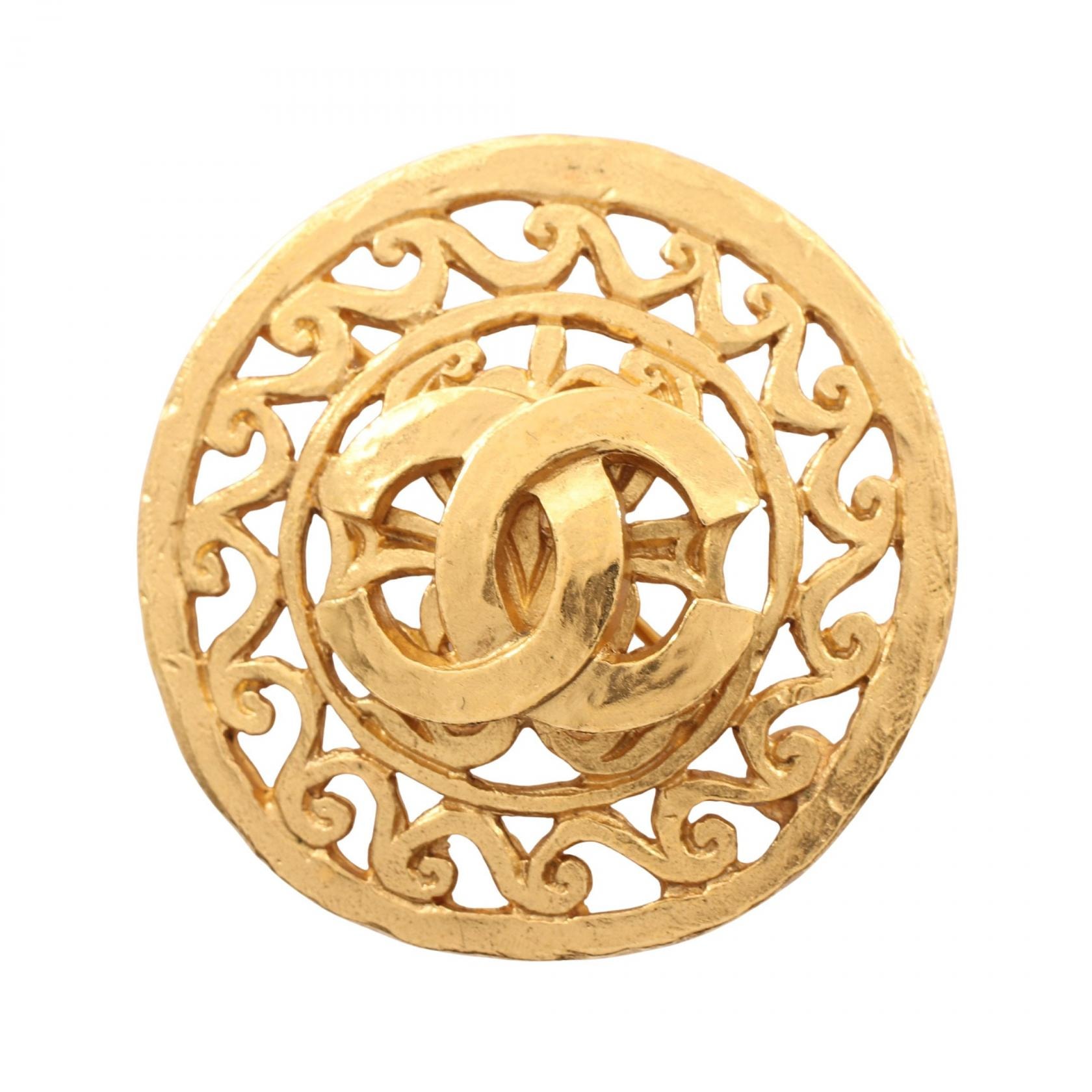 シャネル CHANEL ココマーク サークル ブローチ アクセサリー GP(ゴールドメッキ) レディース ゴールド系 【中古】