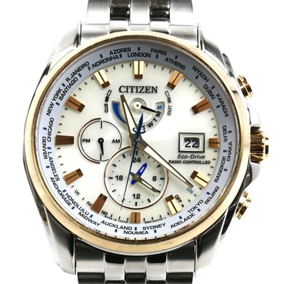 CITIZEN シチズン エコドライブ ダブルダイレクトフライト 腕時計 ソーラー AT9064-53A/H820-T021701 電波 メンズ【中古】