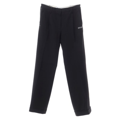 【中古】オフホワイト OFF-WHITE レーヨンウール ライン カジュアルスラックスパンツ ブラック【サイズ42】【レディース】