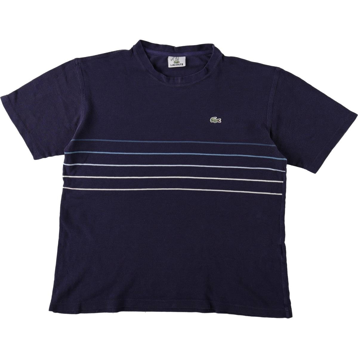 古着 ラコステ LACOSTE ライン入り 半袖 ワンポイントロゴTシャツ メンズS相当/eaa672073