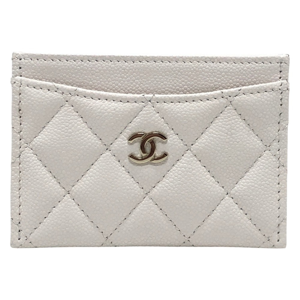 シャネル CHANEL ココマーク クラシック AP0213 ゴールド金具 キャビアスキン 小物 カードケース キャビアスキン ホワイト 未使用
