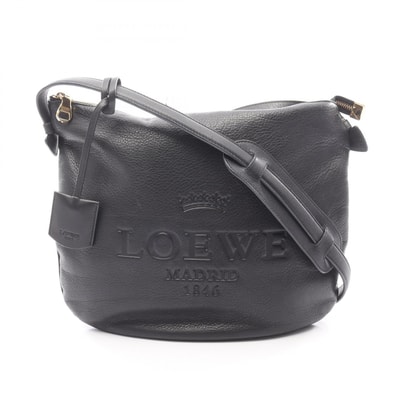 ロエベ LOEWE ヘリテージ ショルダーバッグ バッグ レザー レディース ブラック系 【中古】