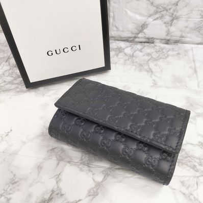 GUCCI Micro Guccissima 6 Key Case "Black"