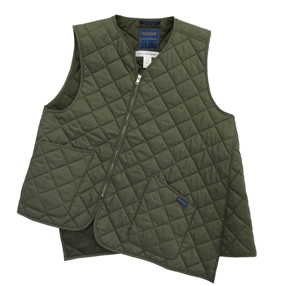 COMME des GARCONS コムデギャルソン ベスト FN-V521 SHIRT×LAVENHAM ラベンハム ねじれ キルティングベスト モスグリーン系 M【中古】