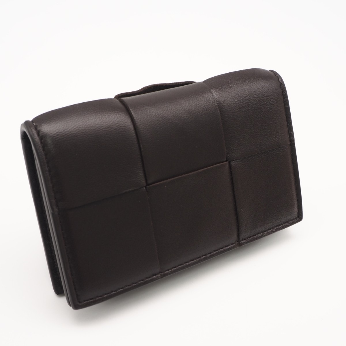 極美品 BOTTEGAVENETA ボッテガヴェネタ カセット 二つ折りカードケース 651396 カードケース ブラウン ラムスキン メンズ