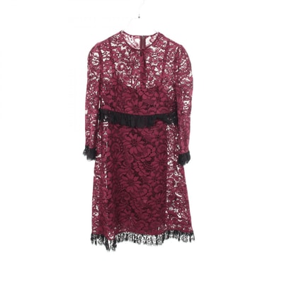 ドルチェアンドガッバーナ DOLCE & GABBANA 総レース インナー付き ワンピース 衣料品 トップス コットン レディース ボルドー系 / ブラック系 【中古】