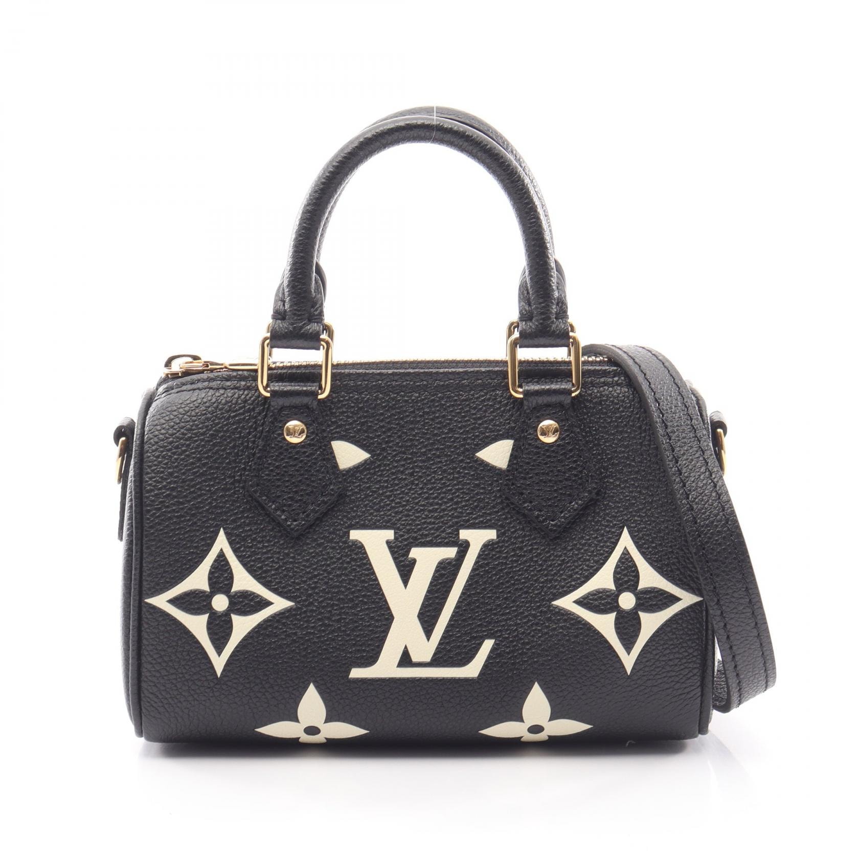 ルイ・ヴィトン LOUIS VUITTON ナノスピーディ 2WAY ハンドバッグ バッグ レザー モノグラム・アンプラント ベージュ レディース ブラック系 / ベージュ系 / バイカラー M81456 【中古】