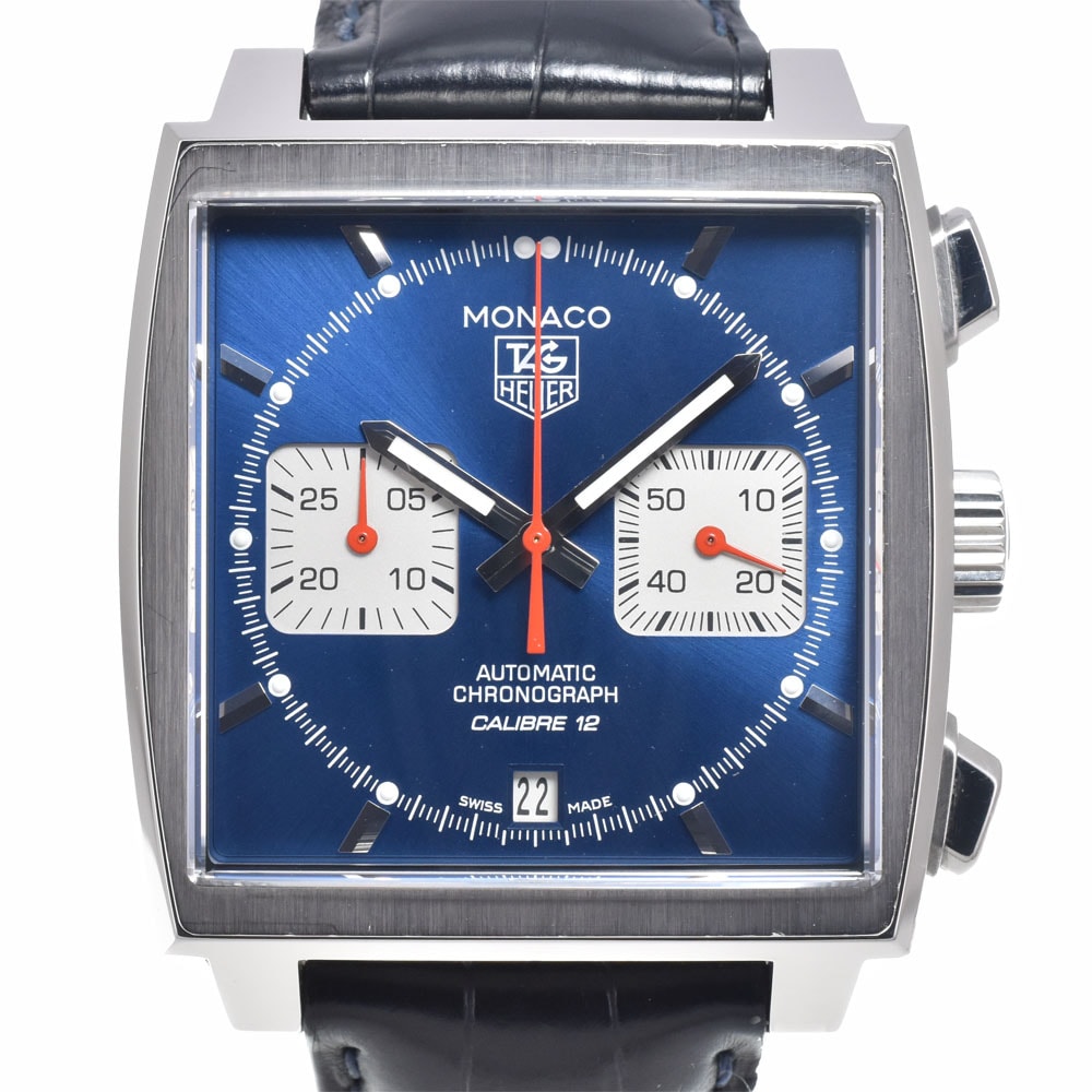 タグホイヤー TAG HEUER CAW2111 モナコ クロノグラフ デイト ブルー 自動巻き メンズ 良品 箱付き 腕時計 I#150325