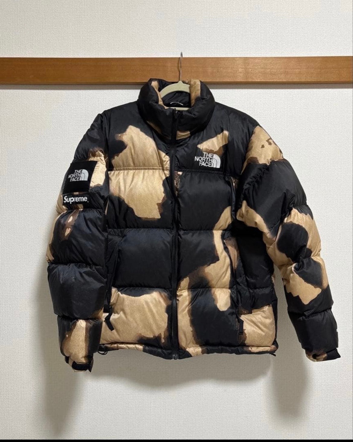 Supreme x The North Face Bleached Denim Print Nuptse Jacket "Black"