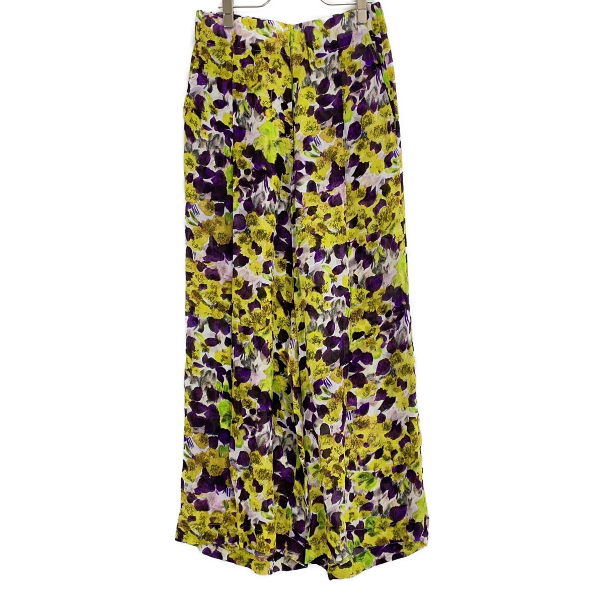 ドリスヴァンノッテン 23SS PAUNT6123 W.W. イエロー×パープル フラワープリント シアーワイドイージーパンツ SMALL
