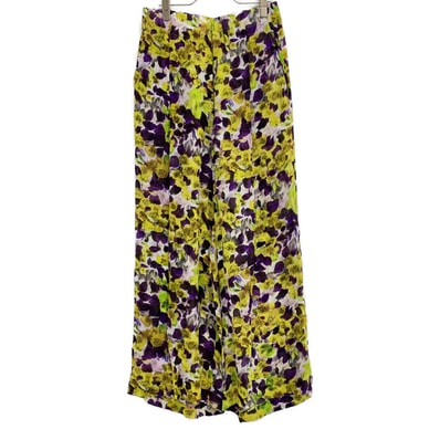 ドリスヴァンノッテン 23SS PAUNT6123 W.W. イエロー×パープル フラワープリント シアーワイドイージーパンツ SMALL