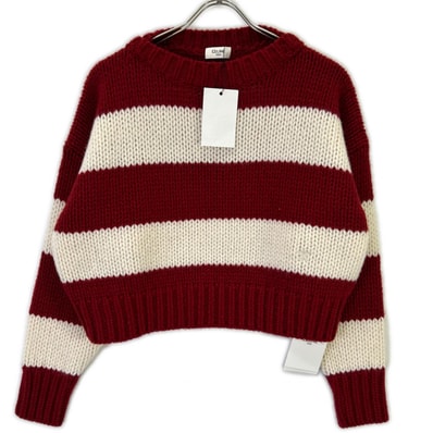 セリーヌ レッド/アイボリー FW23 2ADC4932V-01LV ルーズフィットニット XS