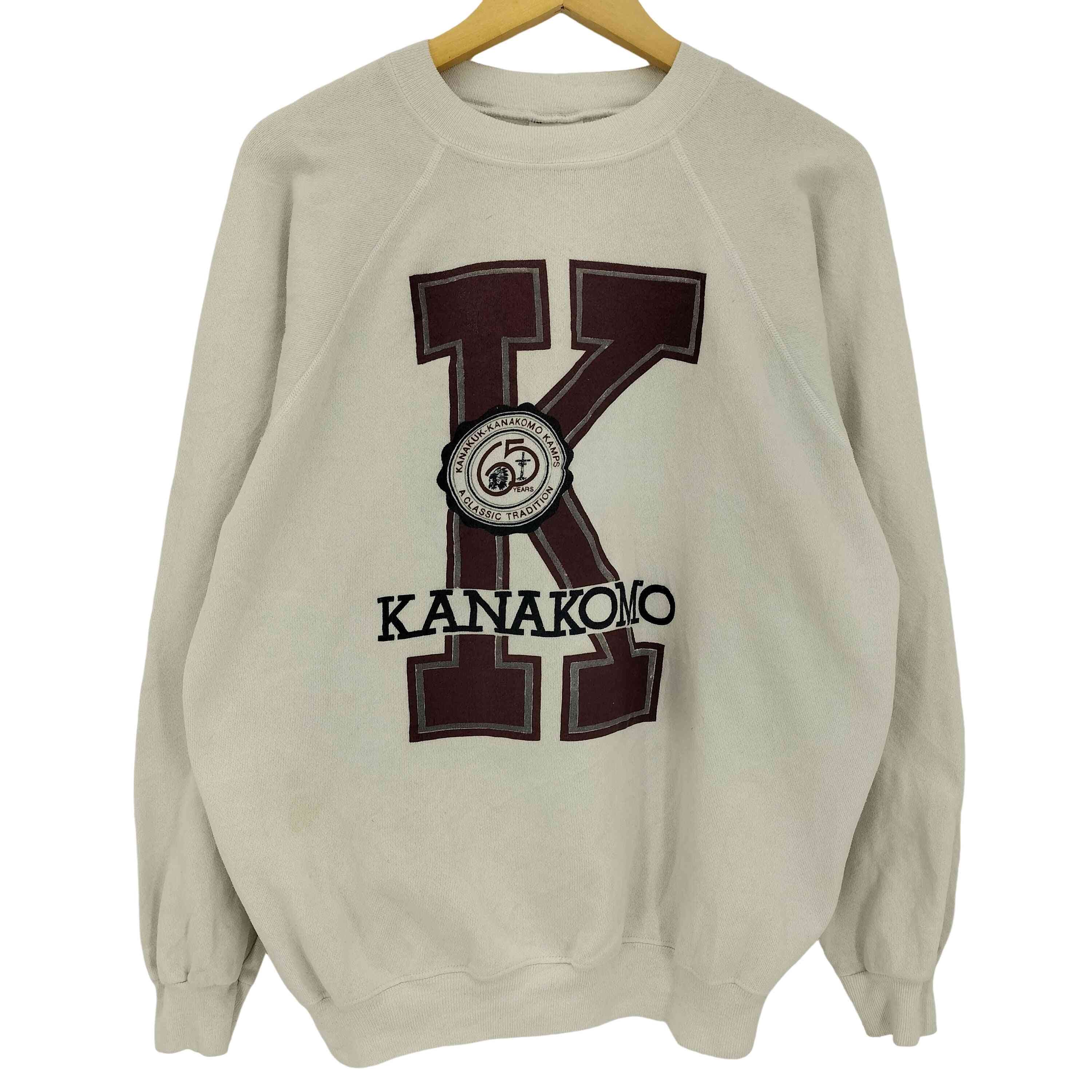 80-90s USA製 コットンポリ KANAKOMO プリント ラグランスリーブ スウェット【1141609799212】