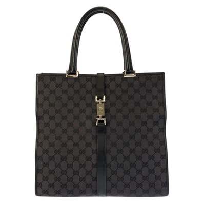 美品 GUCCI グッチ ジャッキー ブラック 黒 シルバー金具 GGキャンバス レザー/ トートバッグ ハンドバッグ 601219 【中古】