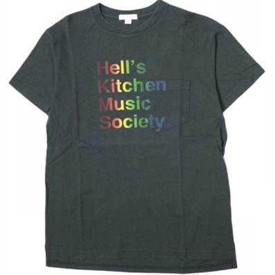 Engineered Garments エンジニアードガーメンツ カナダ製 Printed Cross Crew Neck T-shirt - HKMS クロスオーバークルーネックポケットTシャツ S Dk.Navy 半袖 トップス g16219