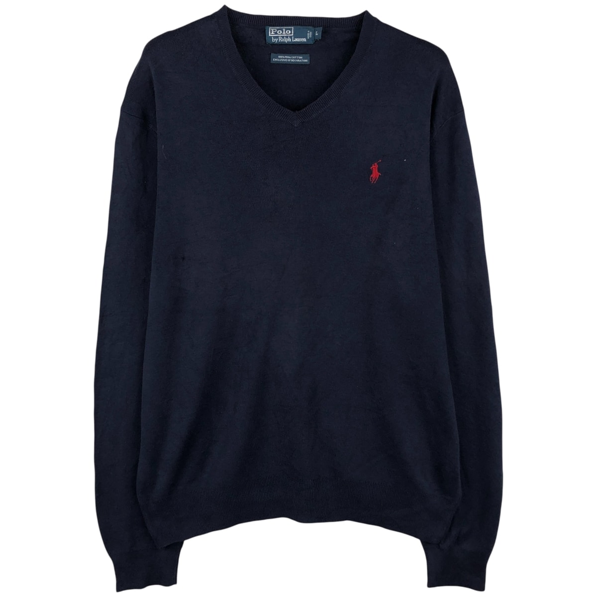 古着 ラルフローレン Ralph Lauren POLO by Ralph Lauren Vネック ピマコットンニットセーター メンズL相当/eaa607676