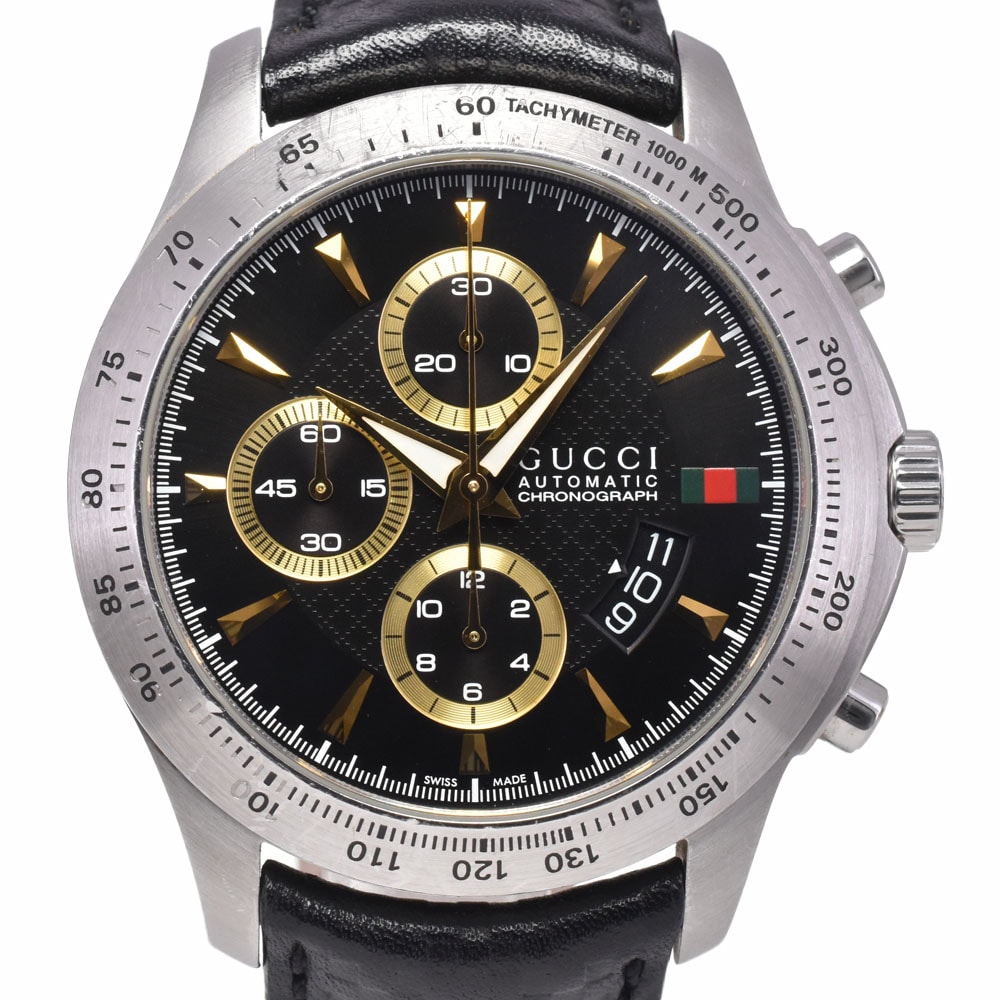 グッチ GUCCI 126.2 Gタイムレス クロノグラフ デイト ブラック 自動巻き メンズ 美品 腕時計 I#146652