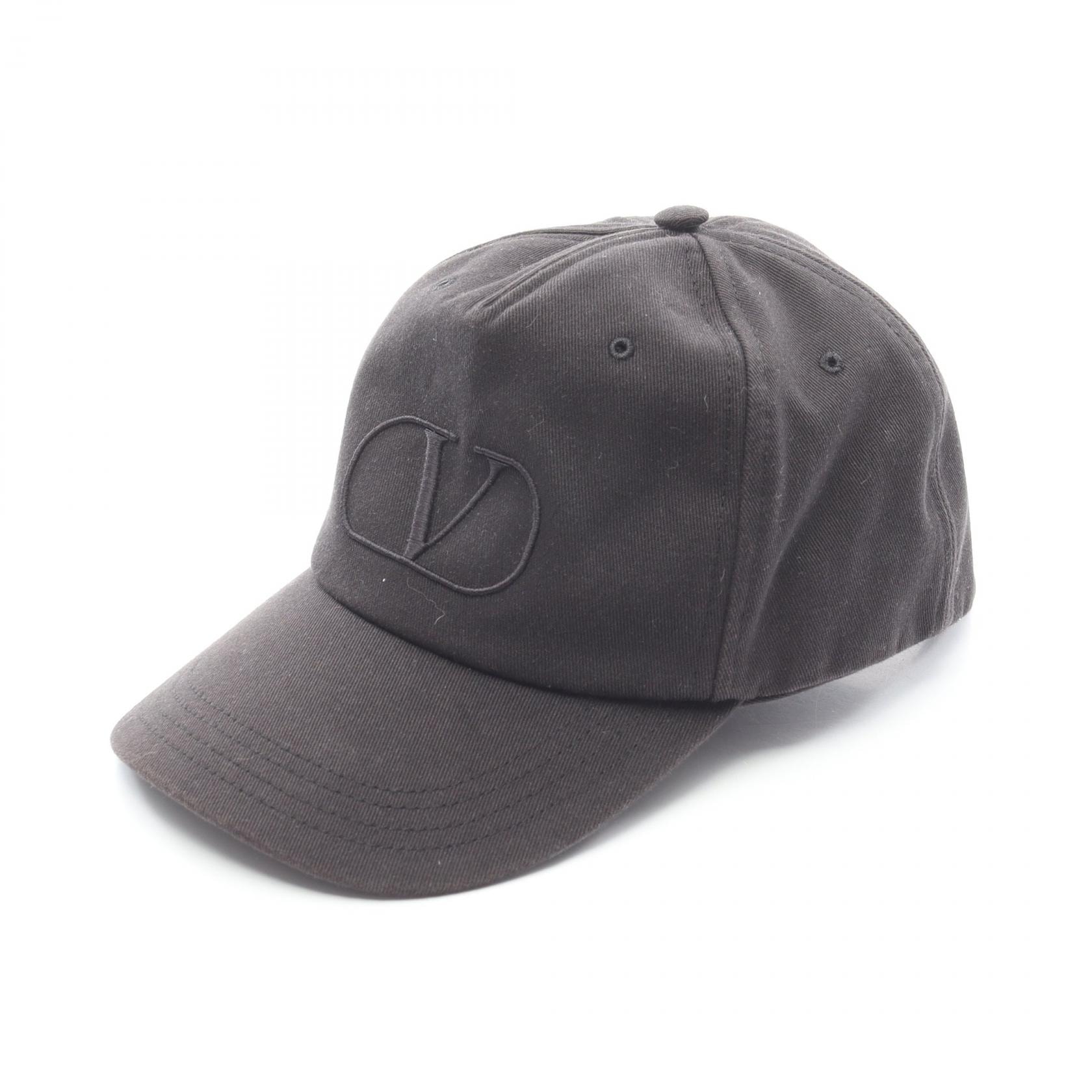 ヴァレンチノ Valentino Vロゴ キャップ 帽子 コットン メンズ レディース ブラック系 【中古】