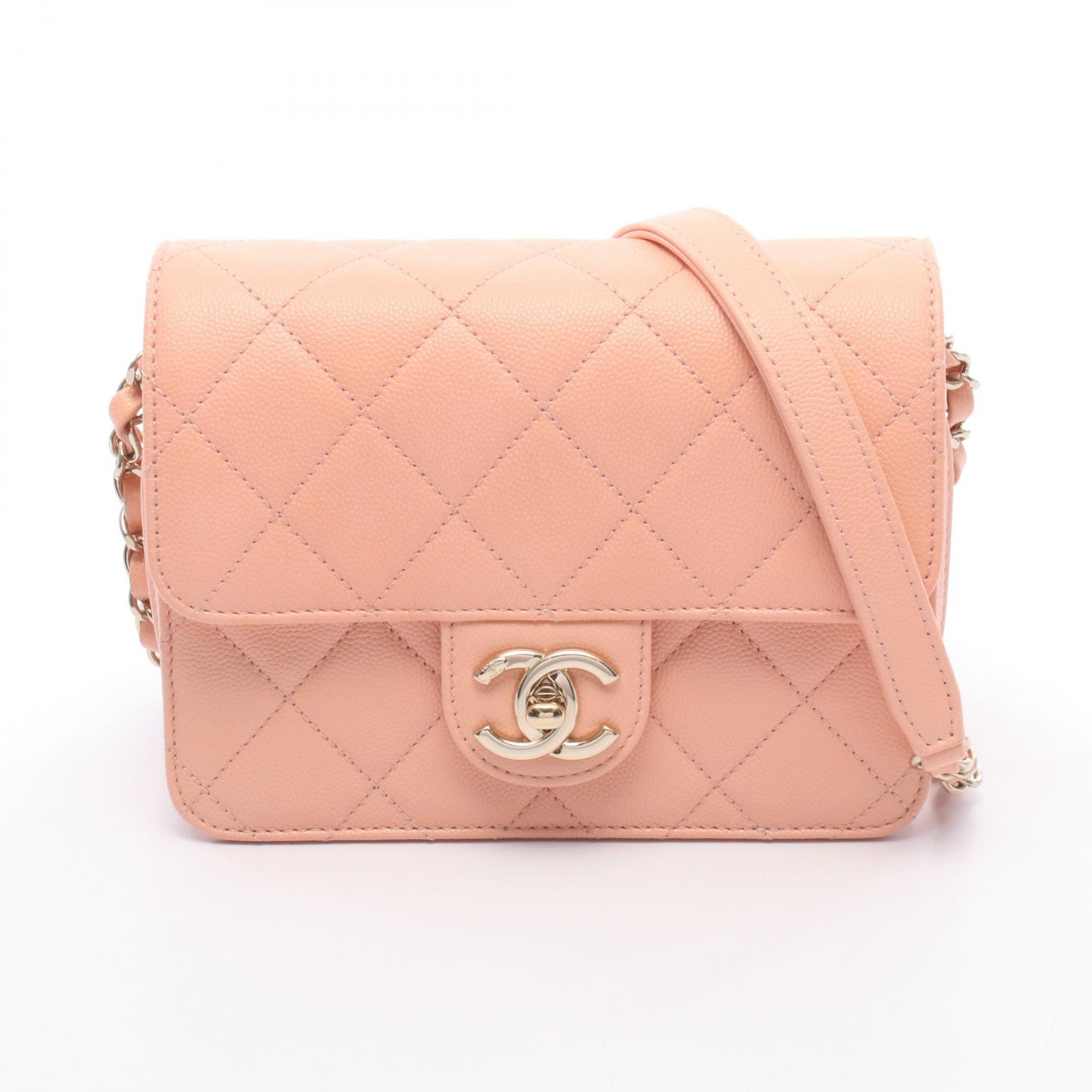 シャネル CHANEL マトラッセ スモールフラップ ショルダーバッグ バッグ キャビアスキン(グレインドカーフ) レディース ピンク系 【中古】
