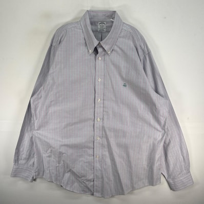 古着 ブルックスブラザーズ Brooks Brothers 長袖シャツ ロゴ 刺繍 ストライプ REGENT XL パープル系 マルチカラー メンズ