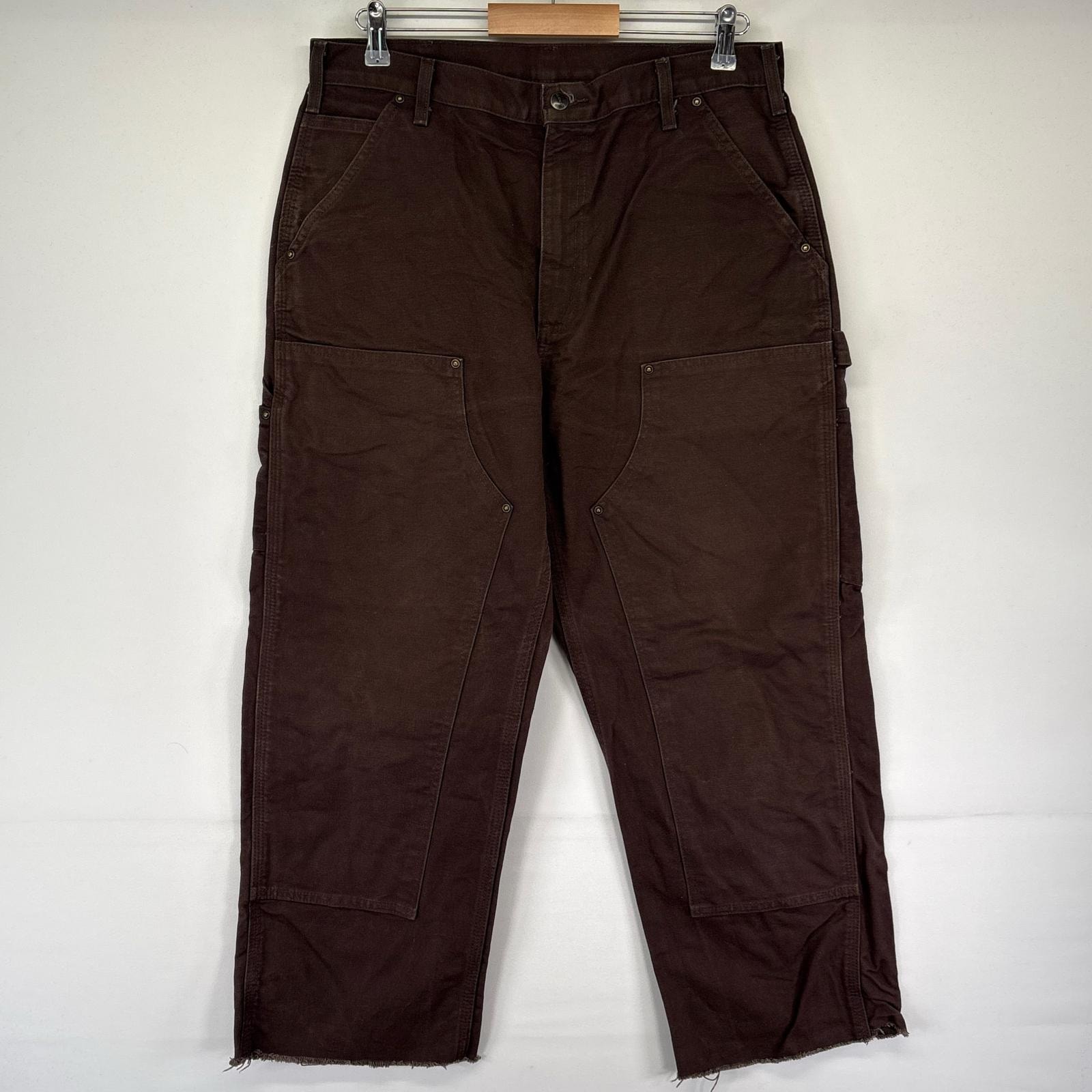 古着 カーハート Carhartt ダック パンツ ダブルニー ダック地 ワークパンツ ペインター 34×32  ブラウン系 メンズ