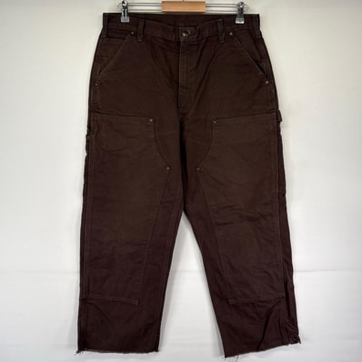 古着 カーハート Carhartt ダック パンツ ダブルニー ダック地 ワークパンツ ペインター 34×32 ブラウン系 メンズ
