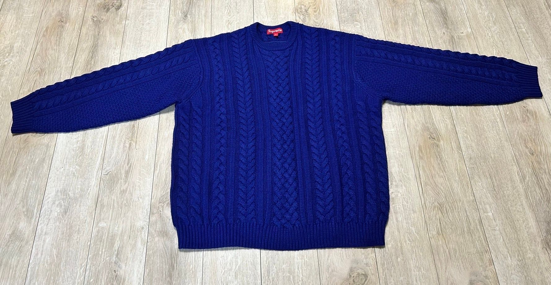 Supreme Applique Cable Knit Sweater "Navy"