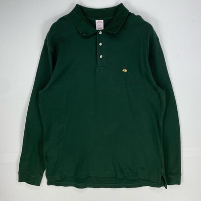 古着 ブルックスブラザーズ Brooks Brothers 長袖シャツ ワンポイント刺繍 ポロシャツ ロゴ XL グリーン系 メンズ