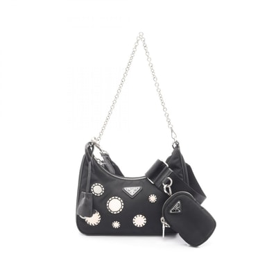 プラダ PRADA Re-Edition 2005 ショルダーバッグ バッグ ナイロン サフィアーノレザー レディース ブラック系 1BH204 【中古】