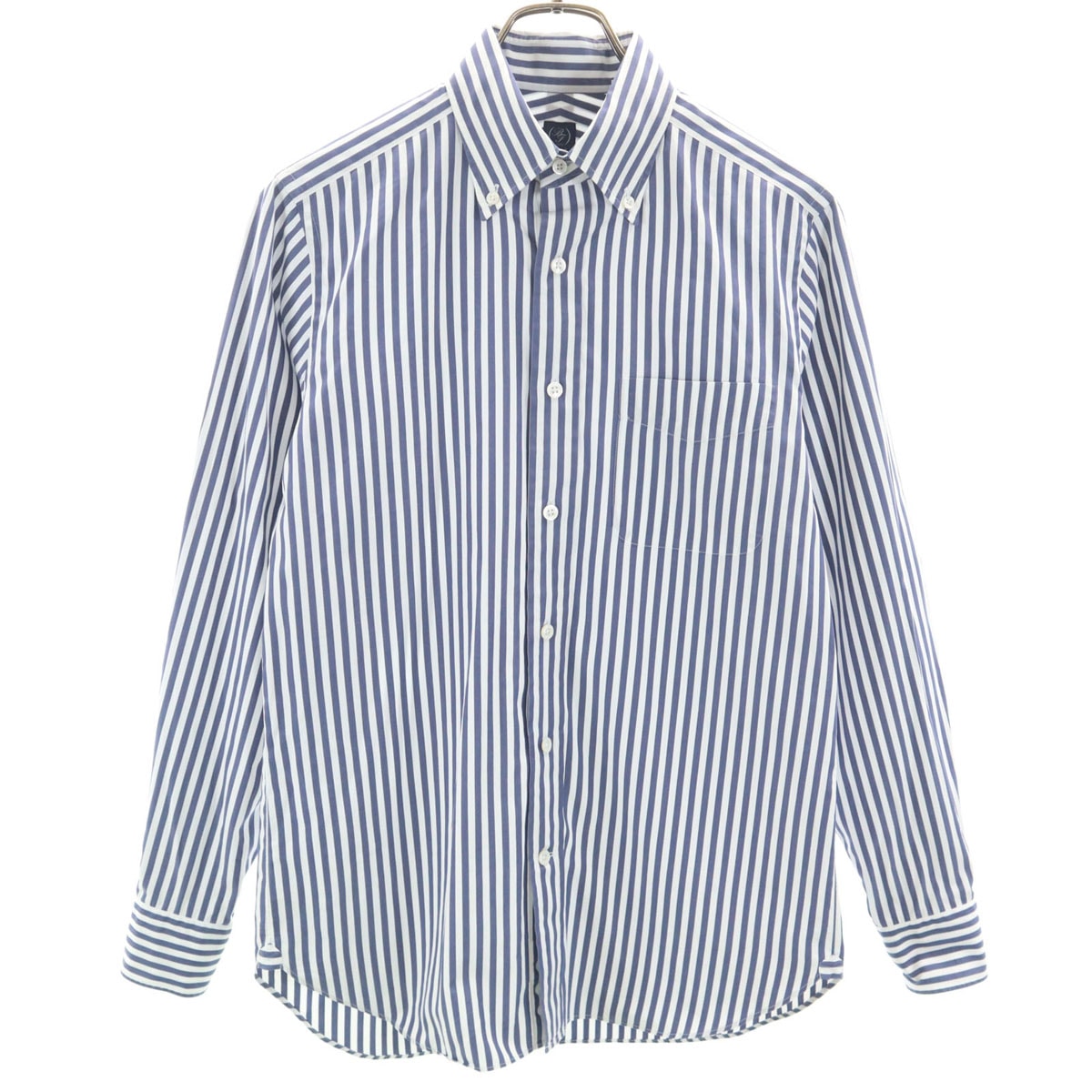BEAMS F ビームスエフ ストライプ柄 長袖 ボタンダウンシャツ 151/2 ネイビー系