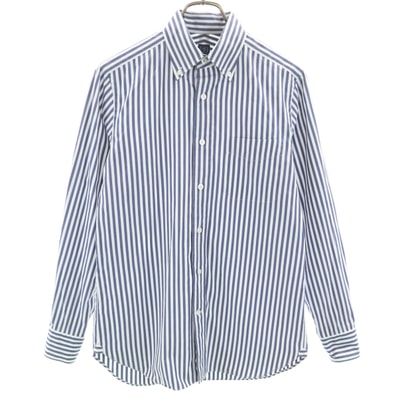 BEAMS F ビームスエフ ストライプ柄 長袖 ボタンダウンシャツ 151/2 ネイビー系