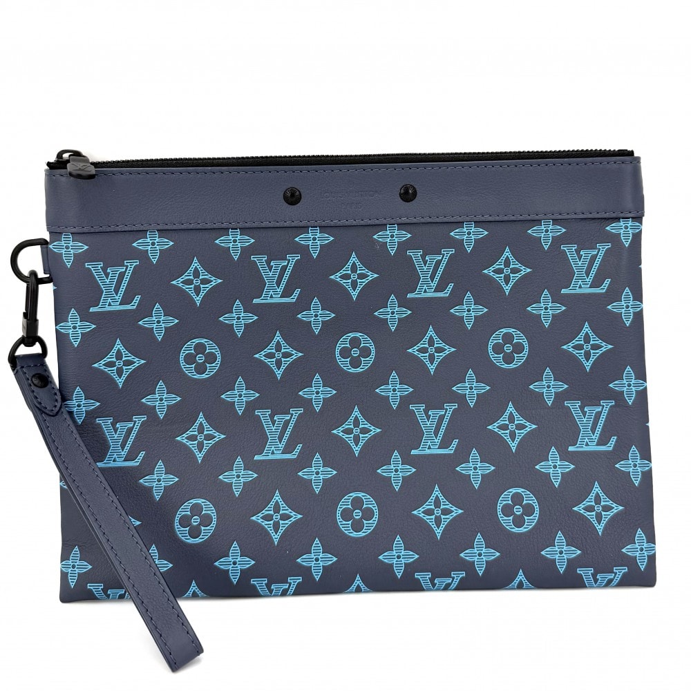 LOUIS VUITTON ルイヴィトン クラッチバッグ モノグラムシャドウ ポシェットトゥーゴー セカンドバッグ ネイビー M82321    ネイビーリバーブルー ブラック金具 メンズ 美品【中古品】